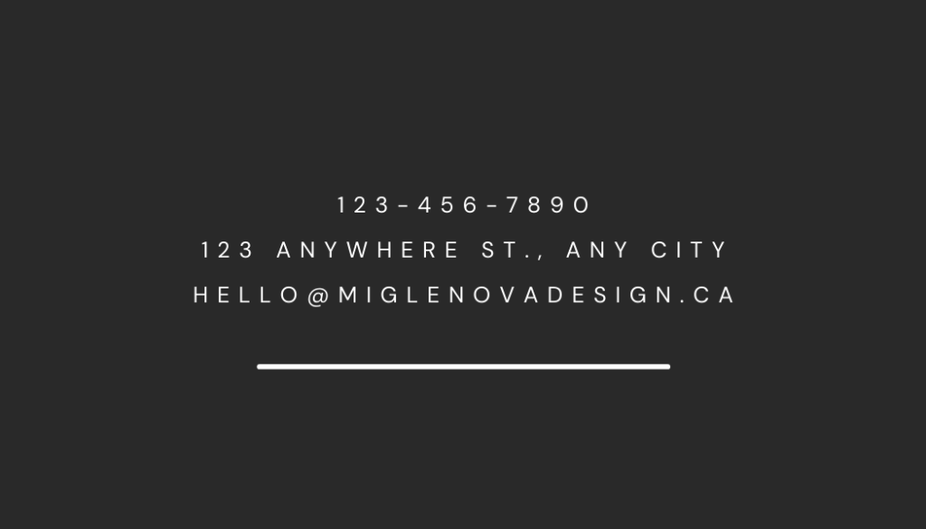 MIGLENOVA DESIGN Business card back